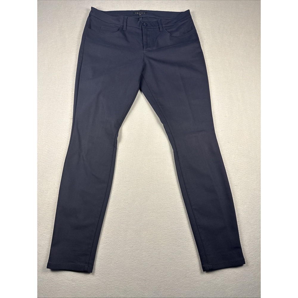 Theory Dante Pants Womens 30 Navy Blue Mid Rise Skinny Leg Trouser‎ Office